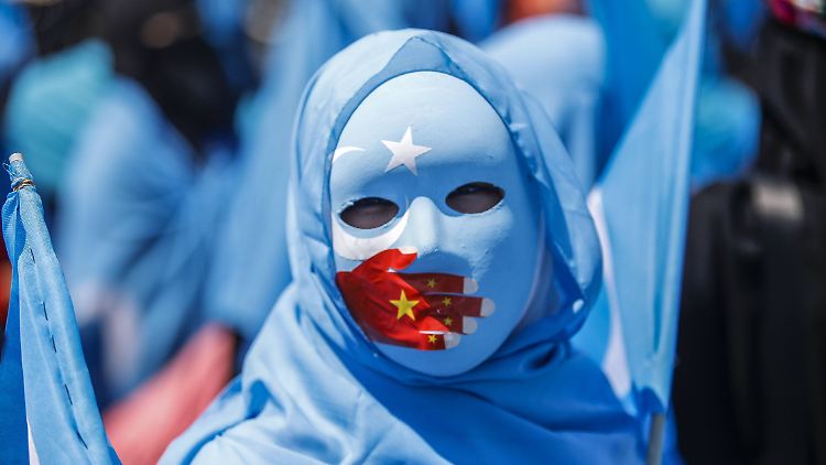 Anti-Chinesischer Protest auf einer Demo im türkischen Istanbul.