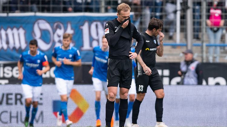 Niederlage im Ruhrstadion: Jan Kirchhoff und Dennis Erdmann, 1. FC Magdeburg.