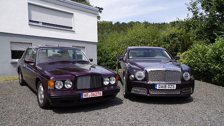 40 Jahre liegen zwischen dem Bentley Turbo R LWB und dem Bentley Mulsanne EWB. Aber die Farbe passt noch immer.