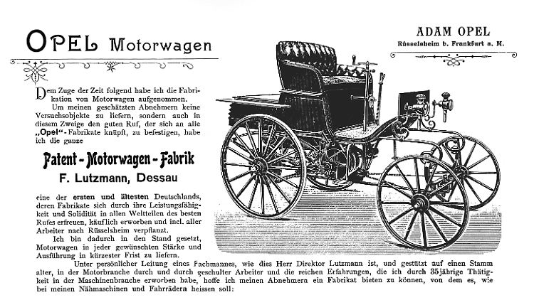 Mit dem Opel Motorwagen wurde die Autoproduktion in Rüsselsheim eröffnet.