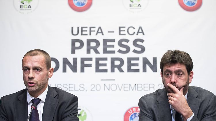 Klubvertreter Andrea Agnelli (r.) wird sehr genau zuhören, wenn Uefa-Präsident Aleksander Ceferin nächste Woche Freitag seine Pläne für eine Reform der europäischen Wettbewerbe präsentiert.