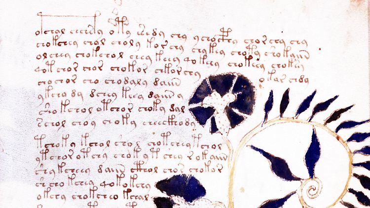 Eine Seite aus dem Voynich-Manuskript.