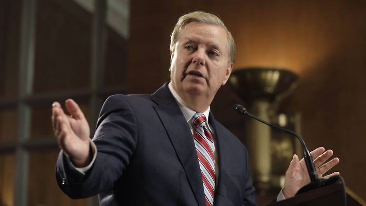 US-Senator Lindsey Graham bei einer Pressekonferenz im Kapitol. 