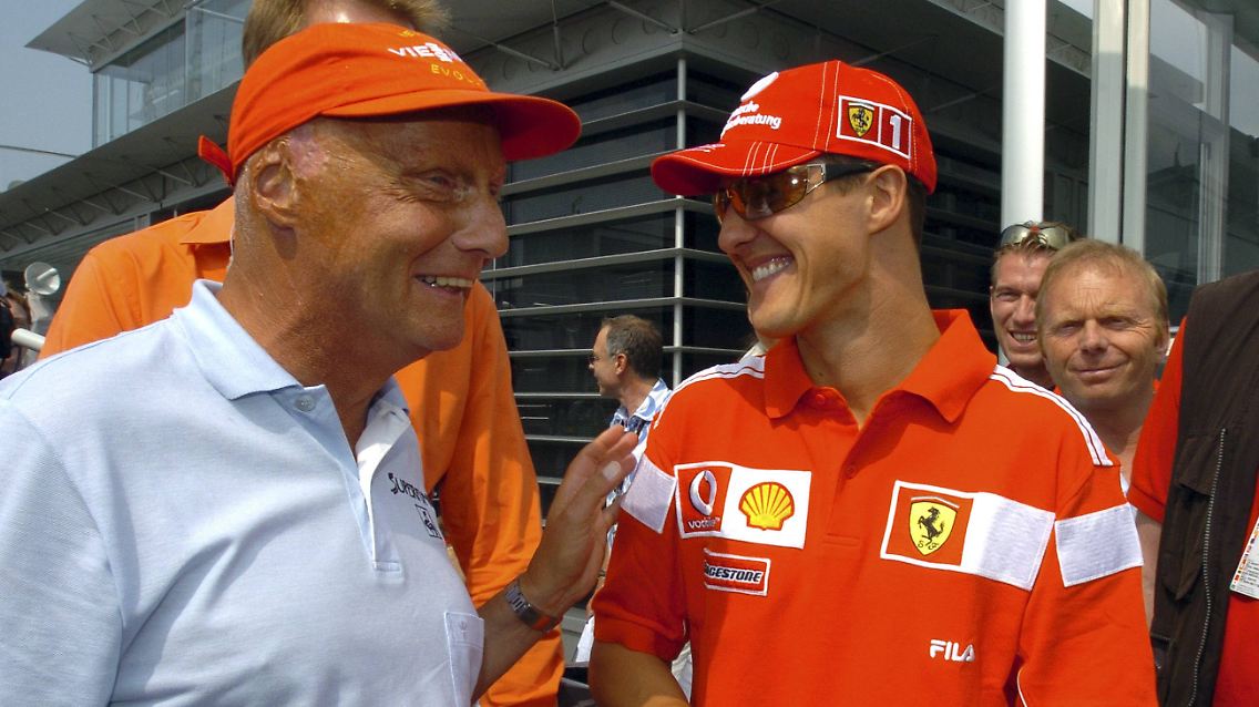 "Einer soll Schumacher vier Rennen lang einsperren." (Lauda zur Dominanz von Michael Schumacher)