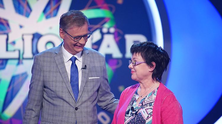 "WWM"-Kandidatin Ellen Marquardt und Moderator Günther Jauch: Ein Blick sagt mehr als tausend Worte.