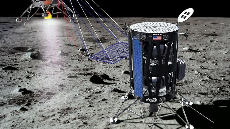 Der Lander des privaten Unternehmens Intuitive Machines in einer Computersimulation.