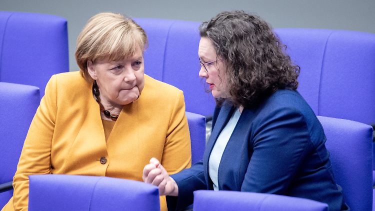 Merkel und Nahles im März im Bundestag.