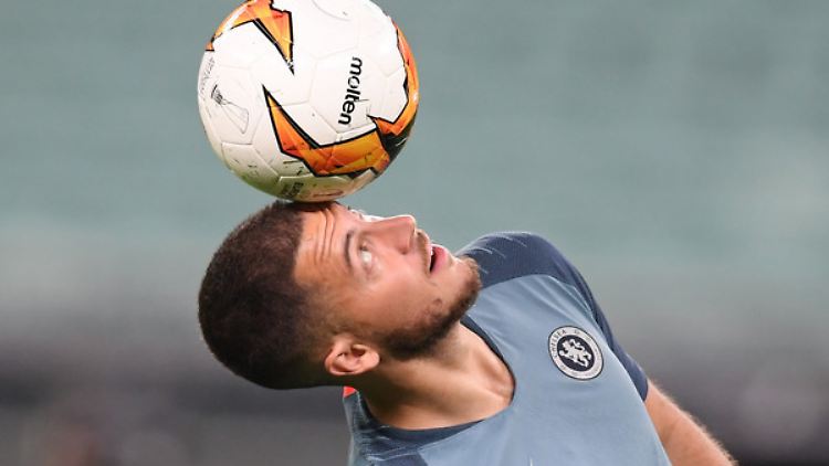 Hazard beim Abschlusstraining des FC Chelsea vor dem EL-Finale in Baku - wohl eine seiner letzten Einheit mit den Londonern. 