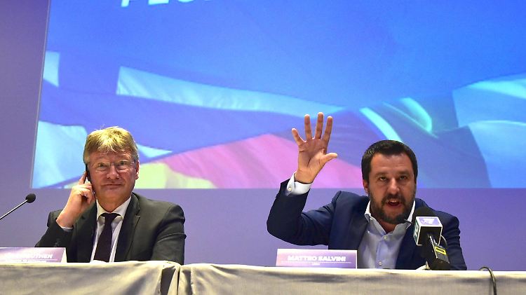 Wo ist der Übersetzer? Meuthen mit Salvini im April in Mailand.
