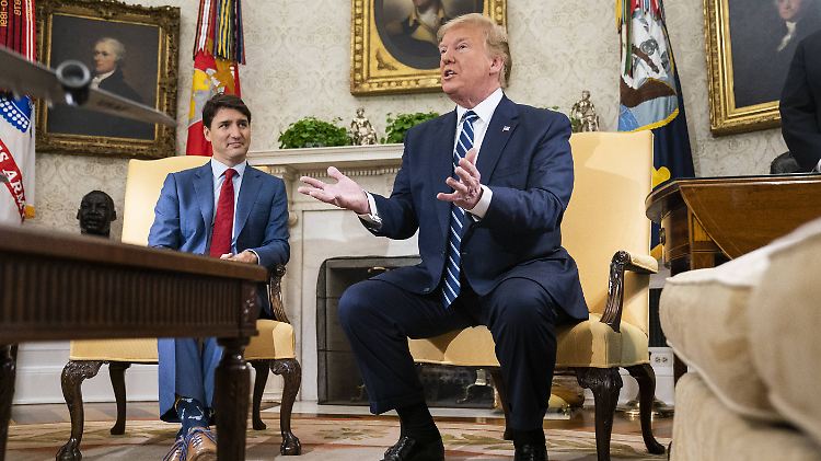 Wollen die Differenzen der Vergangenheit hinter sich lassen: Kanadas Premierminister Trudeau und US-Präsident Trump beim Gespräch im Oval Office.