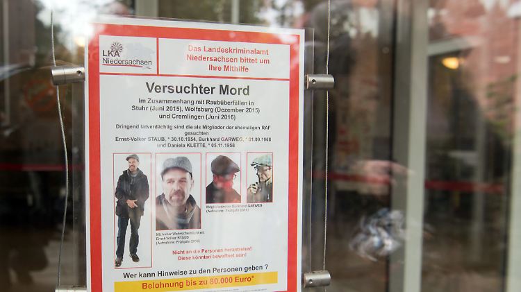 Fahndungsplakat mit den Fotos von Burkhard Garweg (r.) und Ernst-Volker Staub (l.).
