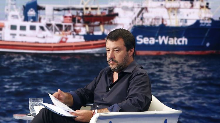 Italiens Innenminister Salvini in der vergangenen Woche in einer TV-Sendung des italienischen Fernsehens.