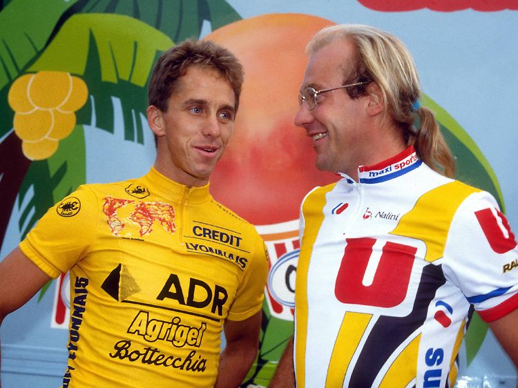Sie lieferten sich den engsten Kampf um den Toursieg: Acht Sekunden trennten Greg Lemond (links) und Laurent Fignon 1989 in Paris.