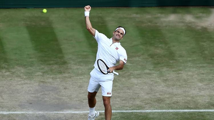 Jubelschrei: Nach dem Sieg über Nadal freut sich Federer über den Finaleinzug, der ihm den neunten Triumph in Wimbledon bescheren könnte.