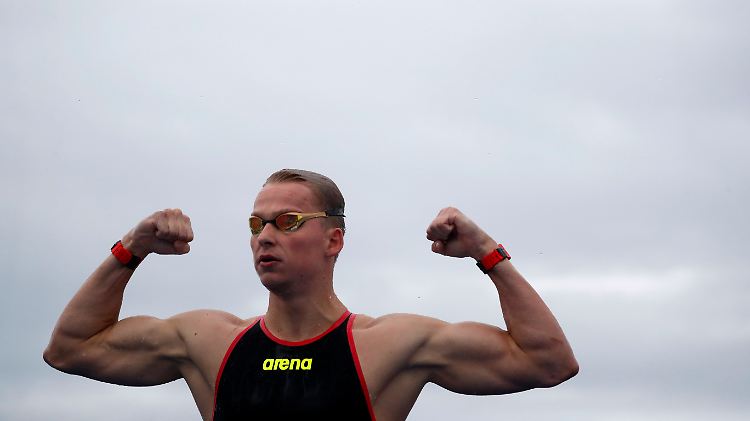 Rob Muffels schwimmt den Staffel-Sieg nach Hause. Für ihn ist es bereits die zweite WM-Medaille in Südkorea.