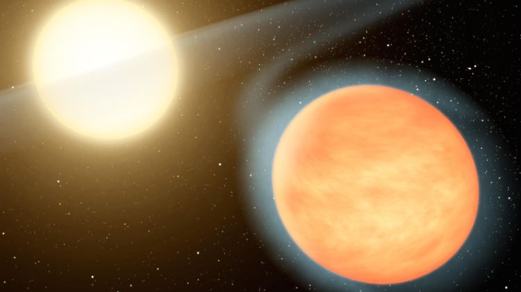 Die Illustration zeigt den neu entdeckten Kohlenstoff-Planeten mit seinem Stern im Hintergrund.