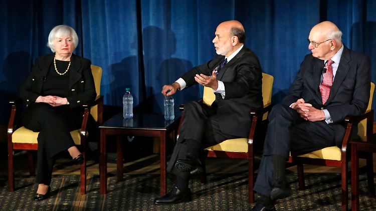 Drei der vier früheren Fed-Vorsitzenden im April 2016 (von links): Janet Yellen, Ben Bernanke und Paul Volcker.
