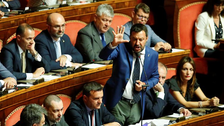 Salvini trat leidenschaftlich im Senat auf.