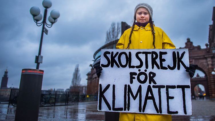 Aktivistin Thunberg vor dem schwedischen Parlament im November 2018.