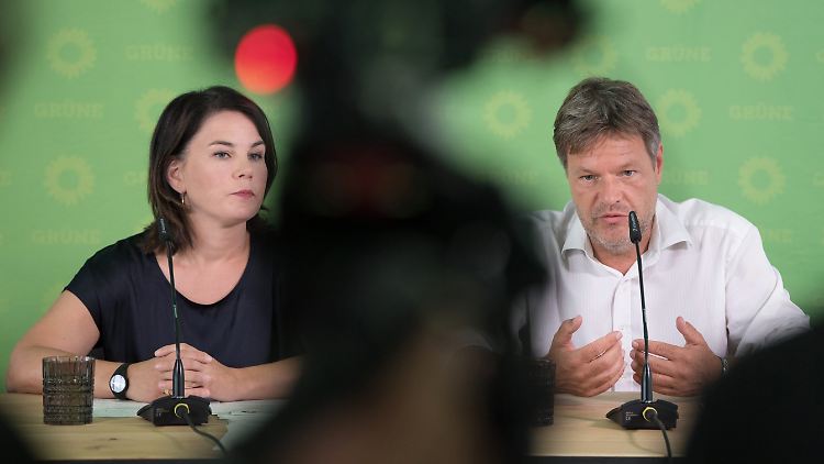 Die Parteichefs Baerbock und Habeck stellten das Konzept "Klimaschutz und Strukturentwicklung als Chance" vor.