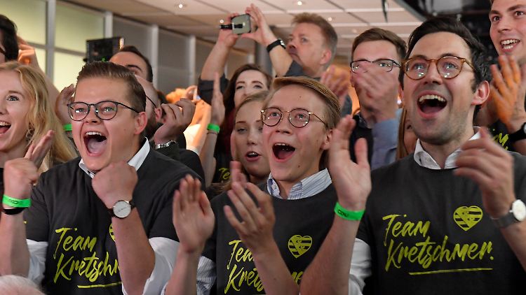 "Team Kretschmer" feiert das Wahlergebnis als Erfolg.