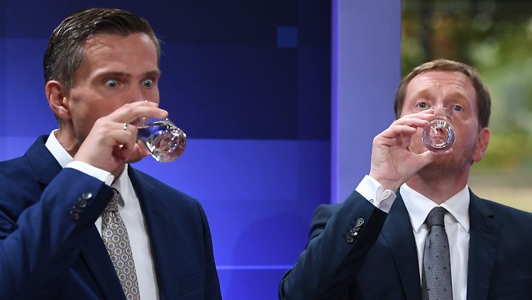 Martin Dulig und Michael Kretschmer am Wahlabend.
