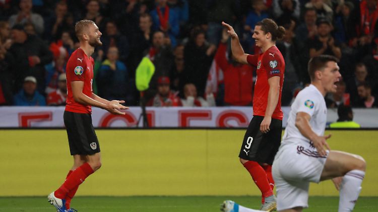 Leipziger Freude in Österreich: Konrad Laimer (l.) und Marcel Sabitzer durften für ihr Heimatland jubeln.