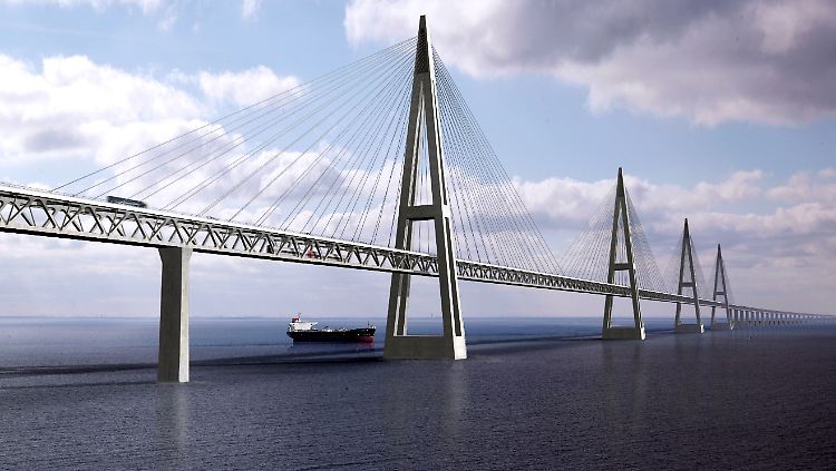 So könnte die Fehmarnbelt-Brücke aussehen (Computergrafik).