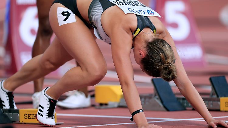 Gina Lückenkemper geht bei den 100 Metern in Doha an den Start - der Seiko-Startblock filmt mit.