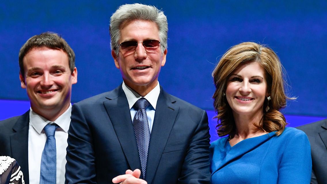 Das neue Vorstandsmitglied des Softwarekonzerns SAP, Christian Klein, der scheidenden Chef Bill McDermott und Vorstandsmitglied Jennifer Morgan (v.l.)
