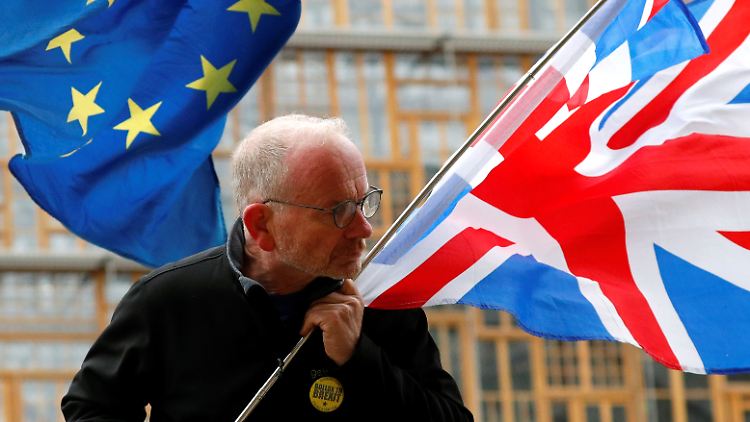 Ein Brexit-Gegner demonstriert in Brüssel.