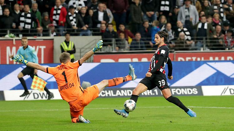 Lukas Hradecky streckt sich vergeblich.