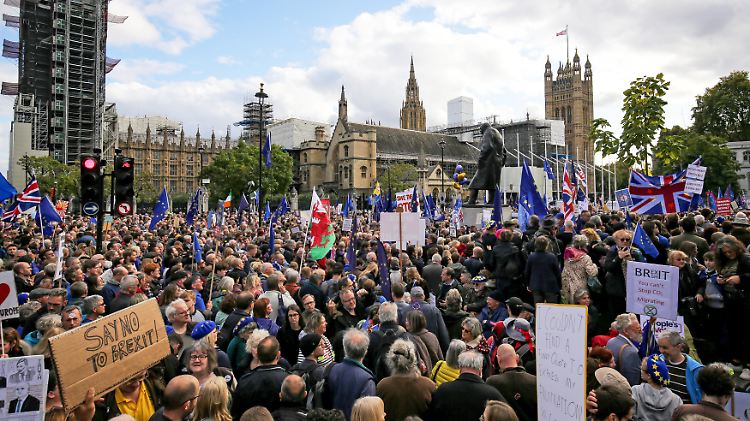 Demonstranten in London sagen "Nein" zum Brexit.
