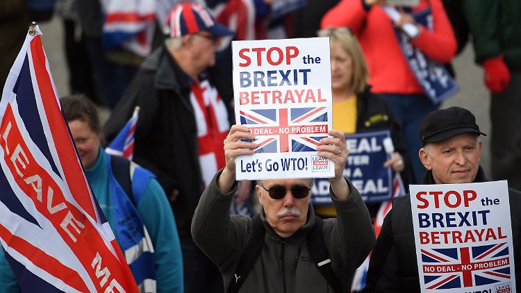 Demonstranten bei einem "March to Leave" im Frühjahr in Nottingham.