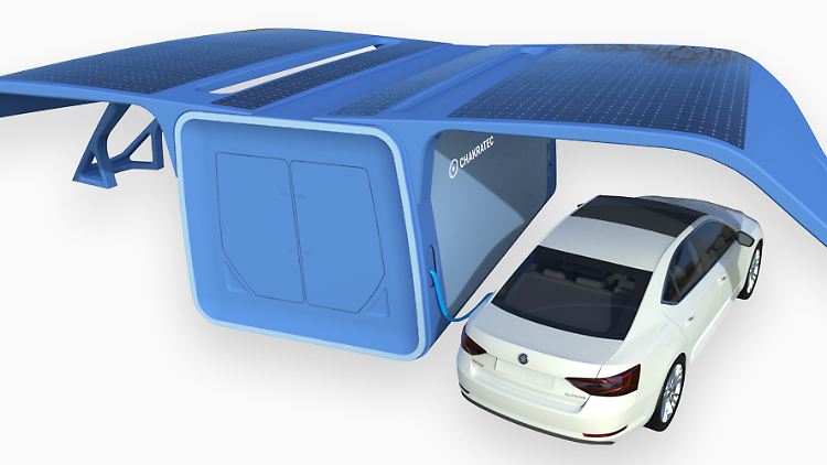 So stellt sich Chakratec seine Ladestation vor, die mit kinetischen Batterien für maximale Ladeleistung sorgt.