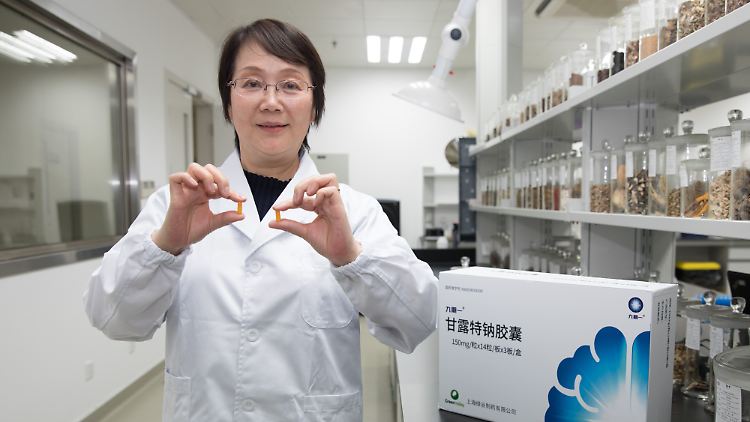 Wissenschaftlerin Geng Meiyu und ihr Team stellten das neue Medikament in Shanghai vor,