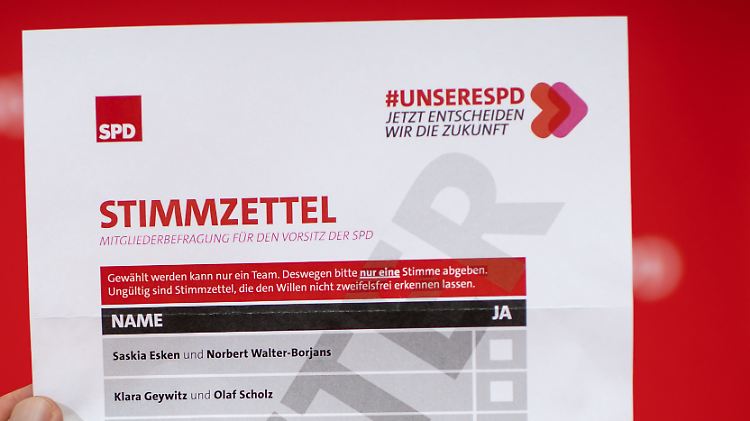 Stimmzettel aus der ersten Runde der Mitgliederbefragung
