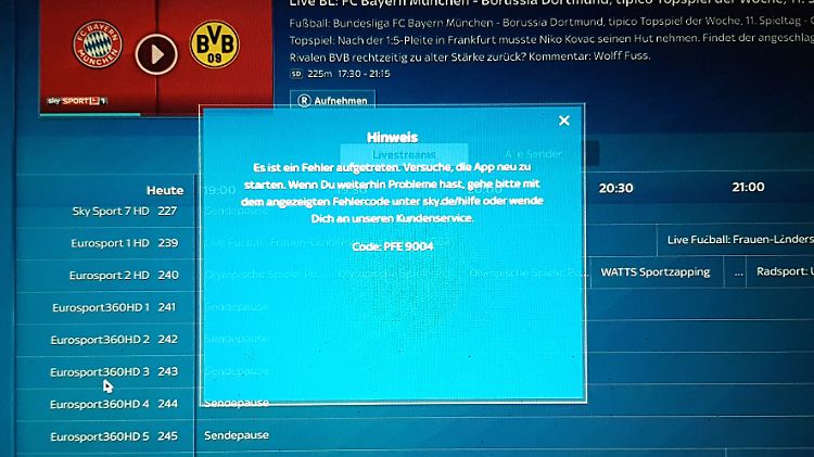 Inzwischen sollen laut Sky Deutschland die Probleme behoben sein.