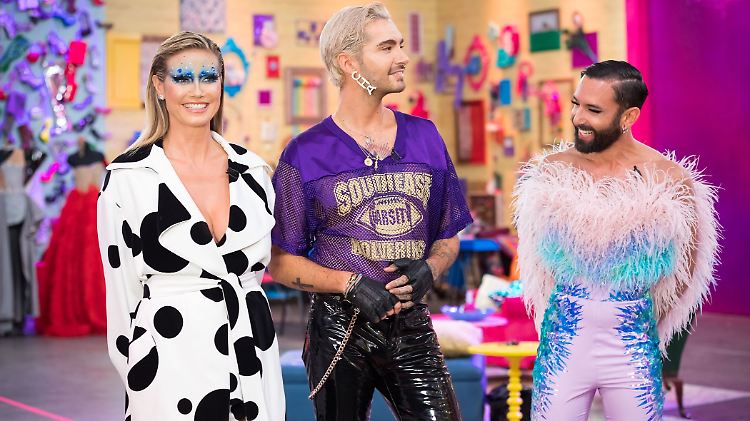 Die Stamm-Jury bei "Queen of Drags": Heidi Klum, Bill Kaulitz (M.), Conchita/Wurst.