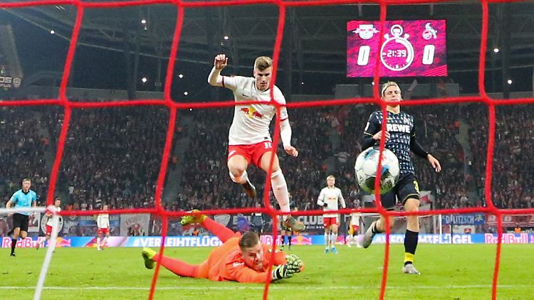Timo Werner eröffnete den Leipziger Torreigen gegen überforderte Gisdol-Kölner.