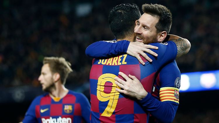Torschützen unter sich: Luis Suarez und Lionel Messi, FC Barcelona.