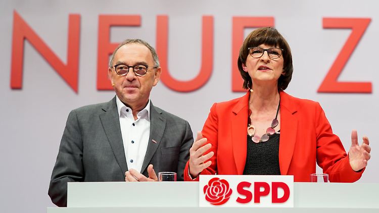 Walter-Borjans und Esken wollen auf dem Parteitag als SPD-Chefs gewählt werden.