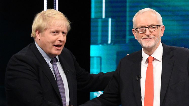 Johnson und Corbyn bei einem TV-Duell im Wahlkampf.