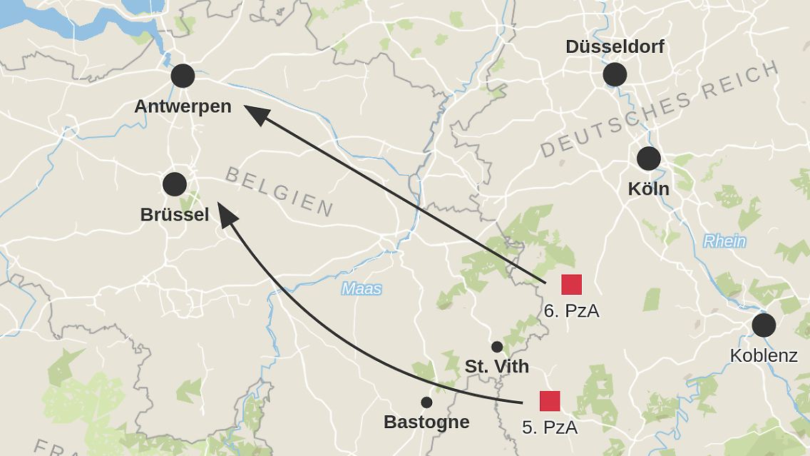 Der geplante Vorstoß der 6. und 5. Panzerarmee während der Operation "Wacht am Rhein".