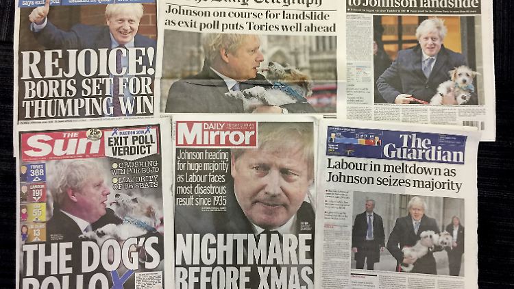 Der "Erdrutschsieg" von Boris Johnson prangt auf den Titelseiten der britischen Zeitungen.