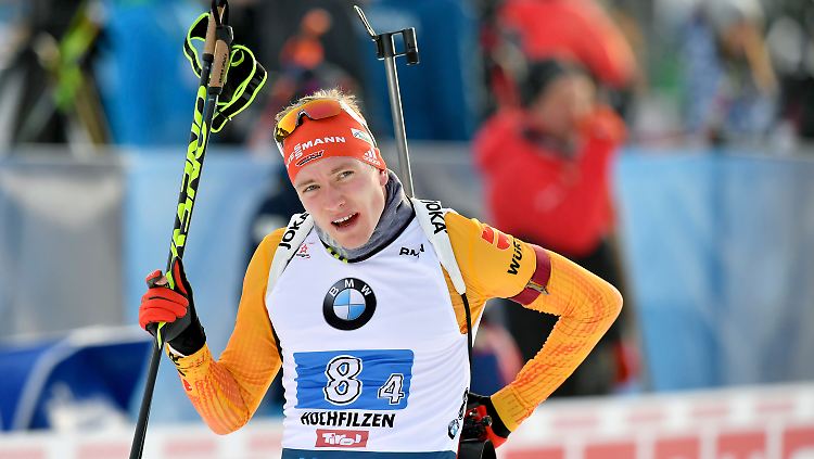 Platz zwei mit der deutschen Staffel: Biathlet Benedikt Doll.