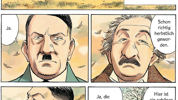 Hitler und Einstein auf einer Parkbank - das gibt es wohl nur bei Naoki Urasawa, hier eine Szene aus "Billy Bat" (Achtung: japanische Leserichtung von rechts nach links).