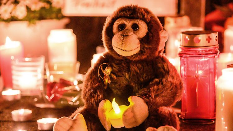 Kerzen und Stofftiere liegen vor dem Krefelder Zoo.