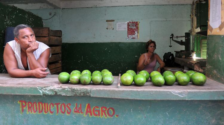 Verkaufsstand in Havanna: Nicht jeder Kubaner dürfte die Welt so sehen, wie sie auf der Seite beschrieben ist.