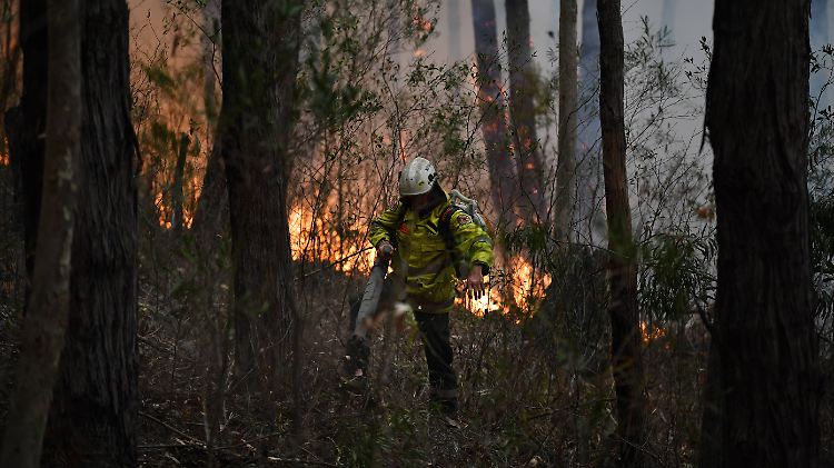 Ein Mitglied der Feuerwehr beim Einsatz im australischen Bundesstaat New South Wales.